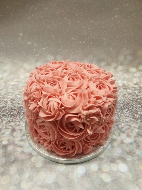 Rose Piped Cake in Pink - 6"