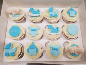 Cupcakes- Baby Shower Cupcakes- Blues - Box of 12