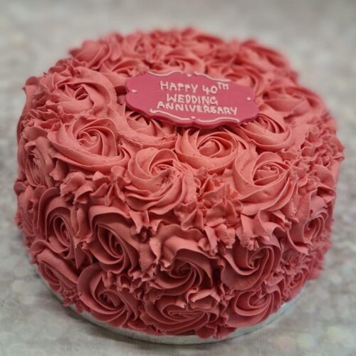 Rose Piped Cake in Pink - 9"