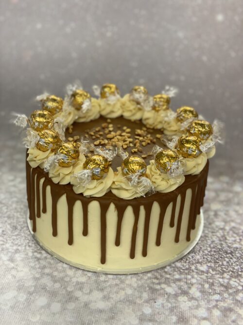 White Chocolate and Caramel Lindor Cake