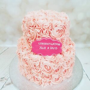 Two Tier Rose Piped Cake in pink