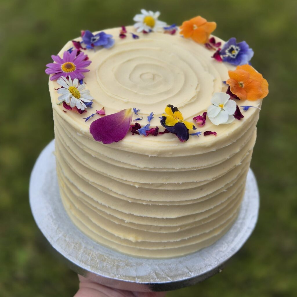 Victoria Sponge with Edible Flowers