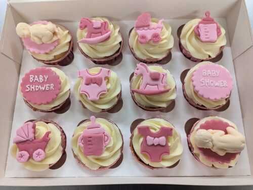 Cupcakes - Baby Shower Cupcakes - Pink - Box of 12