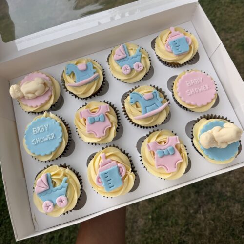 Cupcakes - Baby Shower - Pink & Blue - Box of 12